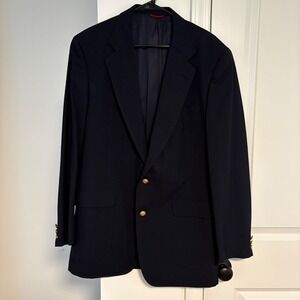 Jos A Bank 100% Wool‎ Navy Blue Blazer Gold Buttons Classic Fit Sport Coat 42L